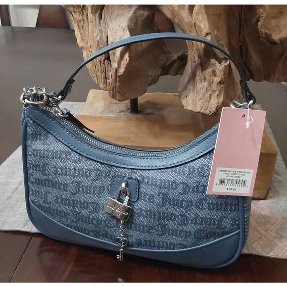 NWT~JUICY COUTURE Blue Denim Eastside Westside Shoulder Bag Purse - Picture 1 of 7